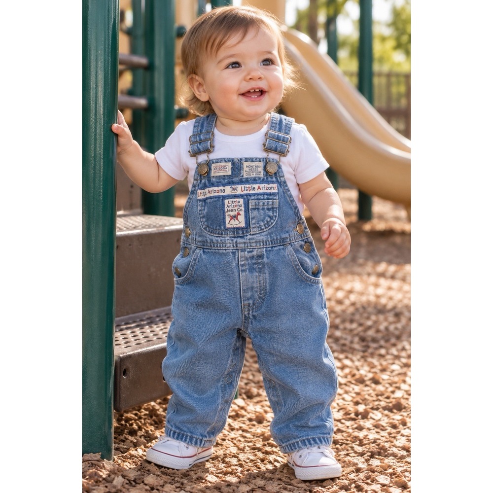 Vintage 90s Little Arizona Jean Co Baby Denim Overalls 6-9 Months Cotton